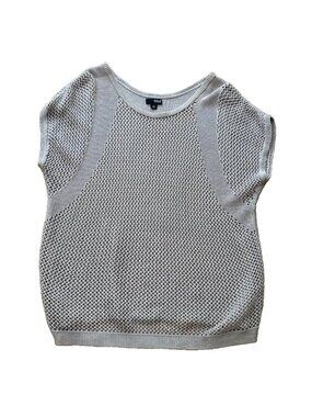 A.N.A a New Approach Womens XL Open Knit Tunic Sweater Beige Short Sleeve